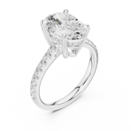 Oval Cut Diamond Cathedral Engagement Ring with Hidden Halo