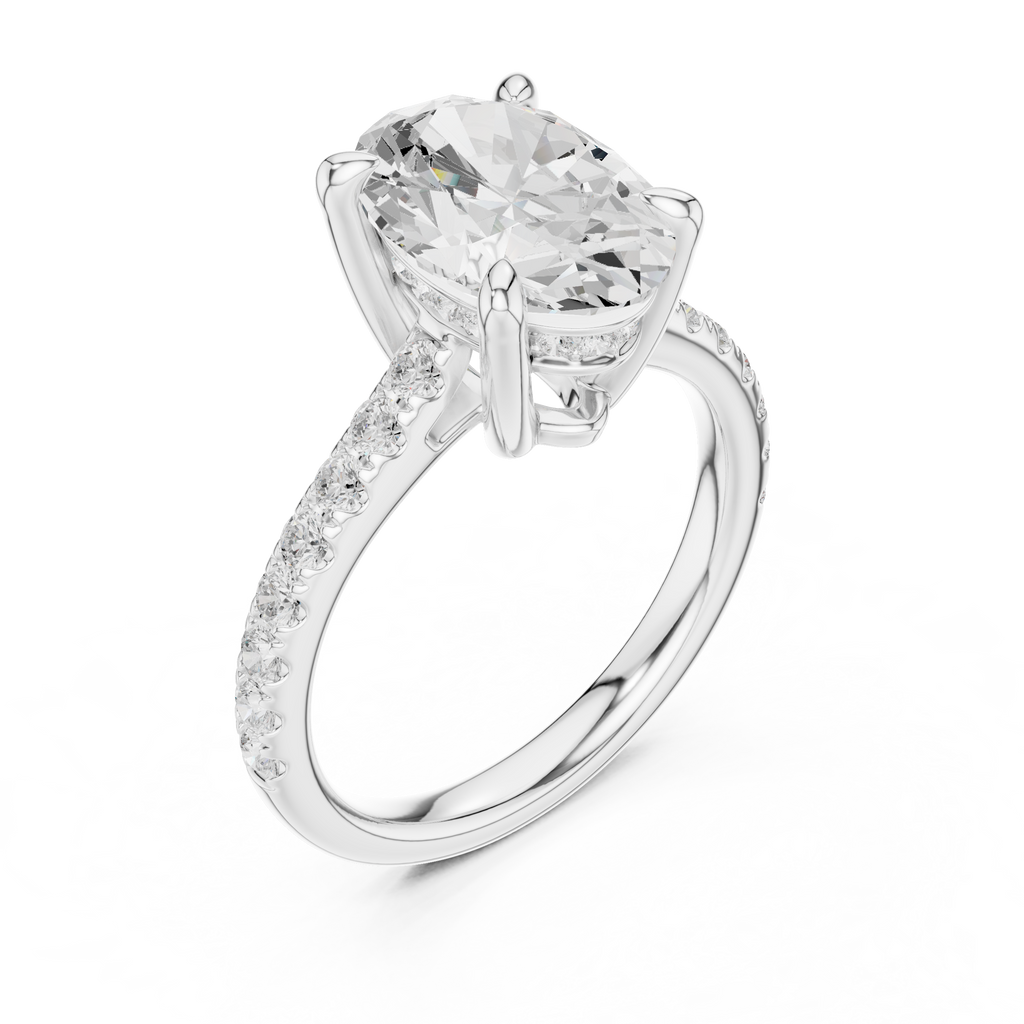 4.58 CT Oval Cut Hidden Halo Diamond Engagement Ring