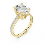 Oval Cut Diamond Cathedral Engagement Ring with Hidden Halo
