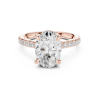 Oval Cut Diamond Cathedral Engagement Ring with Hidden Halo