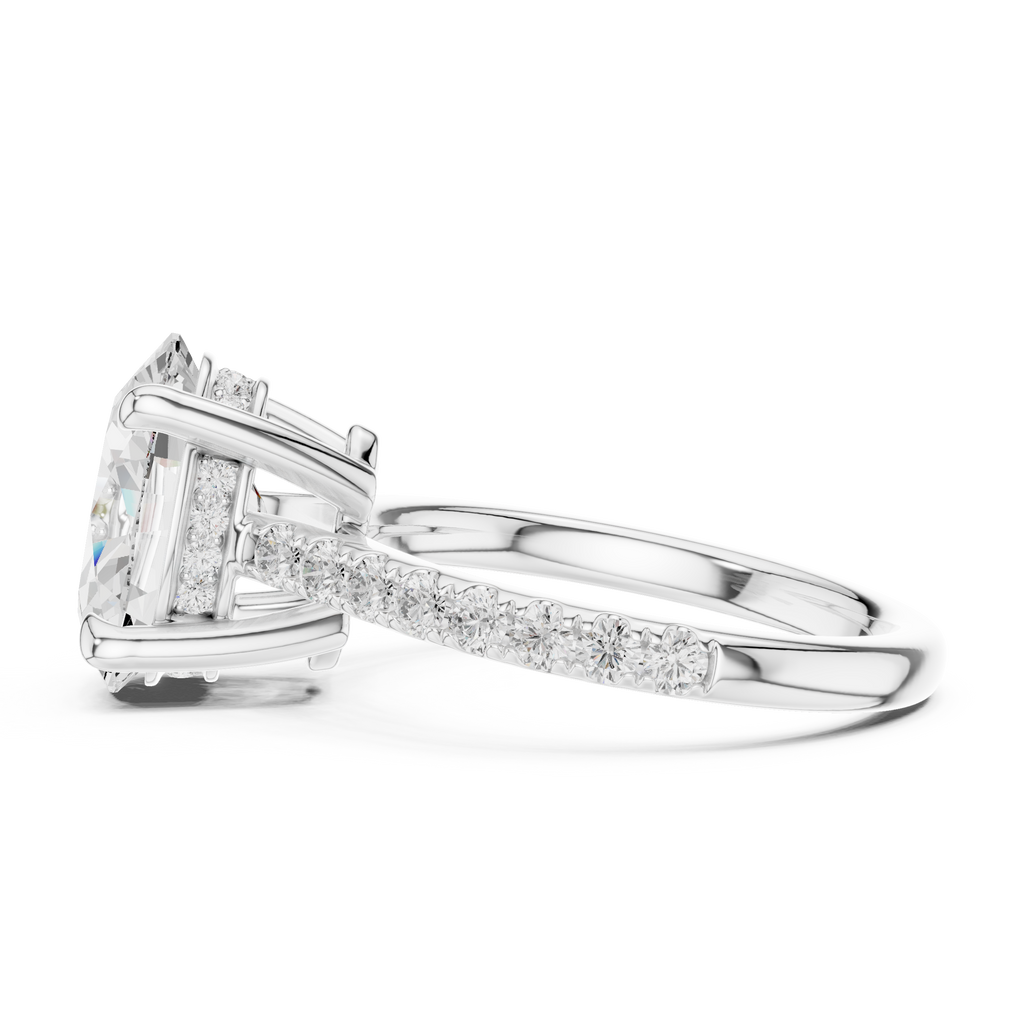 4.58 CT Oval Cut Hidden Halo Diamond Engagement Ring