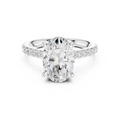 Oval Cut Diamond Cathedral Engagement Ring with Hidden Halo
