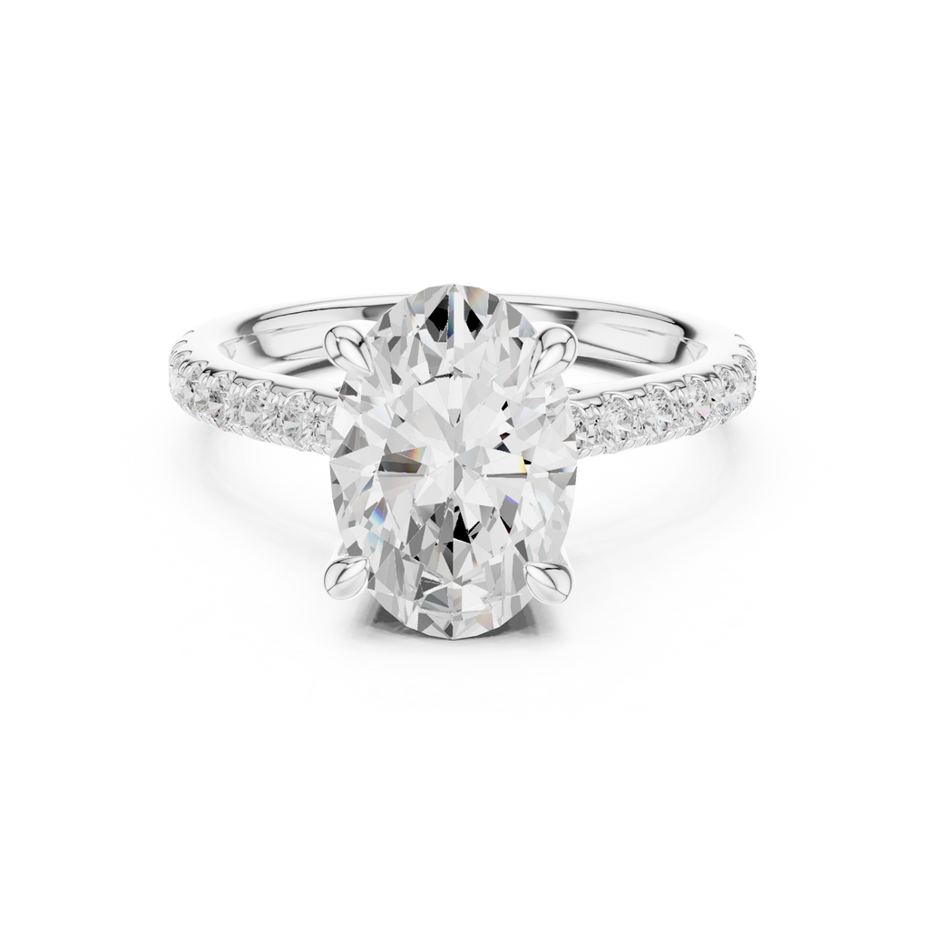 4.58 CT Oval Cut Hidden Halo Diamond Engagement Ring