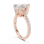 Pear Cut Diamond Cathedral Engagement Ring with Hidden Halo