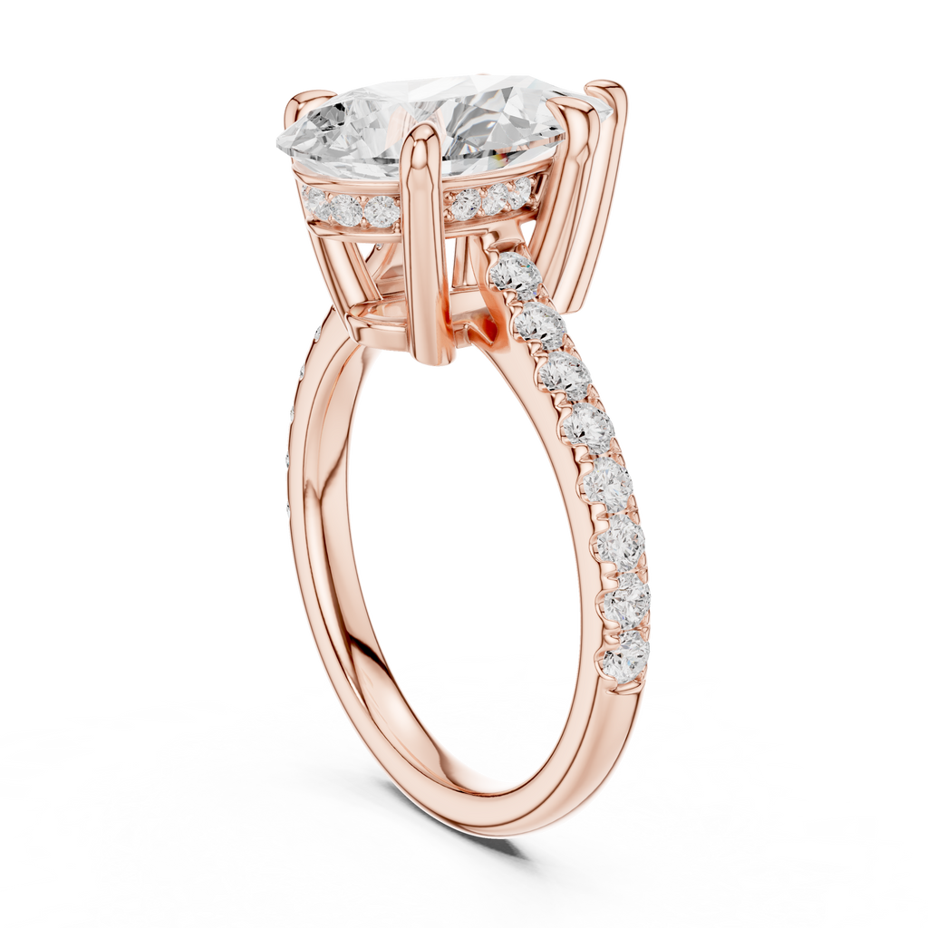 4.57 CT Pear Cut Hidden Halo Diamond Engagement Ring