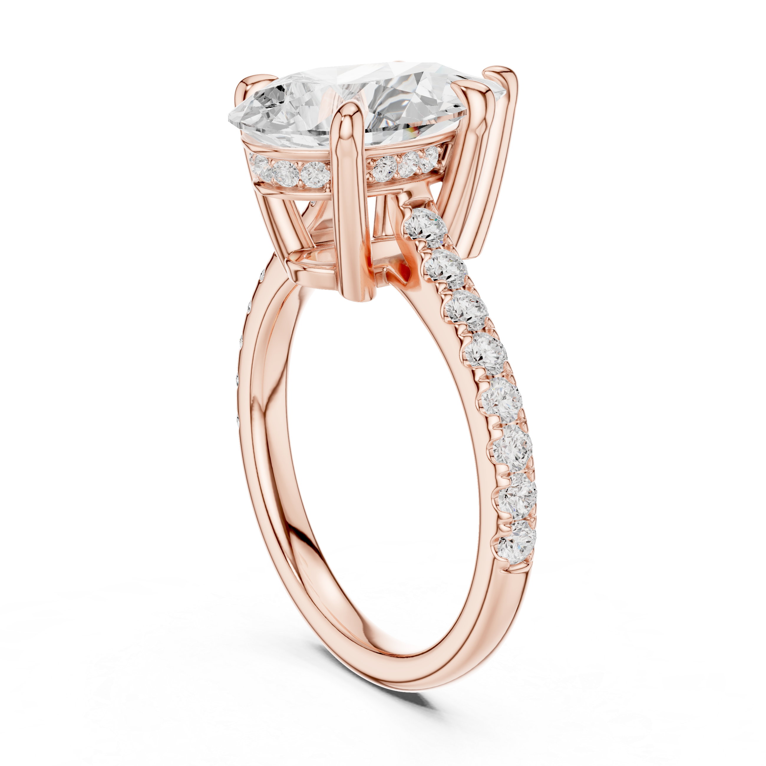 4.57 CT Pear Cut Hidden Halo Diamond Engagement Ring
