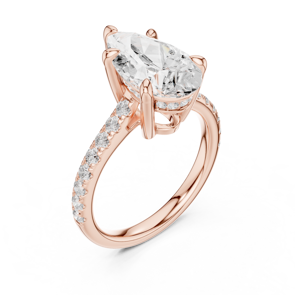 4.57 CT Pear Cut Hidden Halo Diamond Engagement Ring