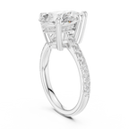 Pear Cut Diamond Cathedral Engagement Ring with Hidden Halo