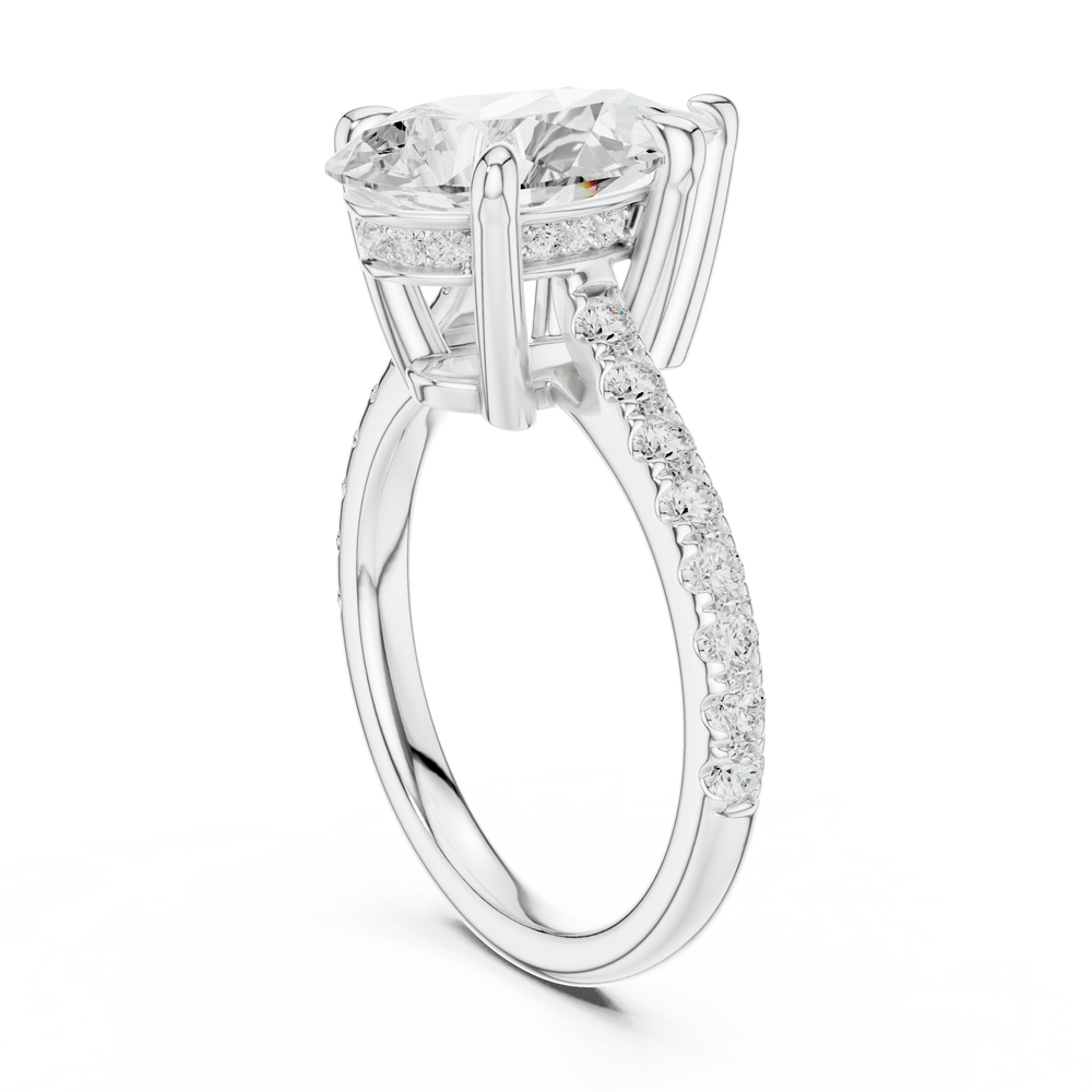 4.57 CT Pear Cut Hidden Halo Diamond Engagement Ring