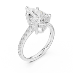 Pear Cut Diamond Cathedral Engagement Ring with Hidden Halo
