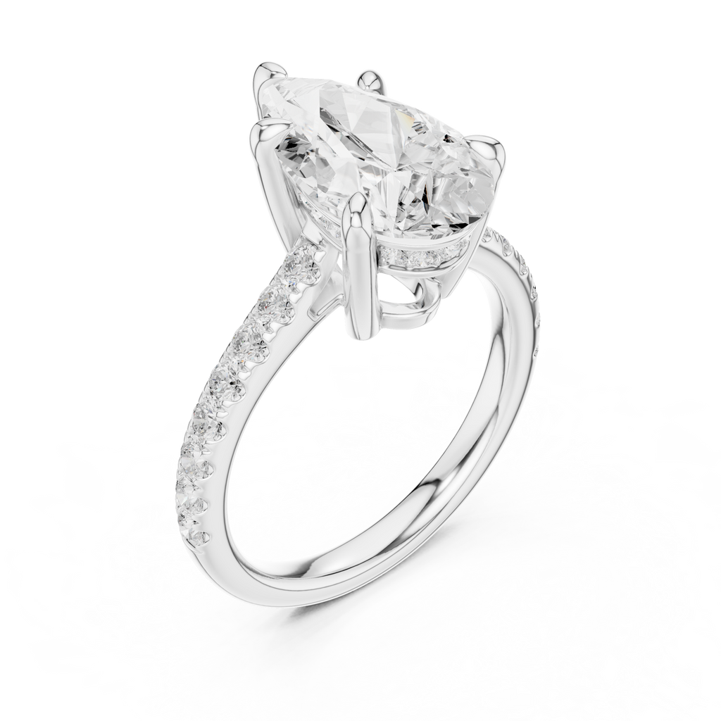 4.57 CT Pear Cut Hidden Halo Diamond Engagement Ring