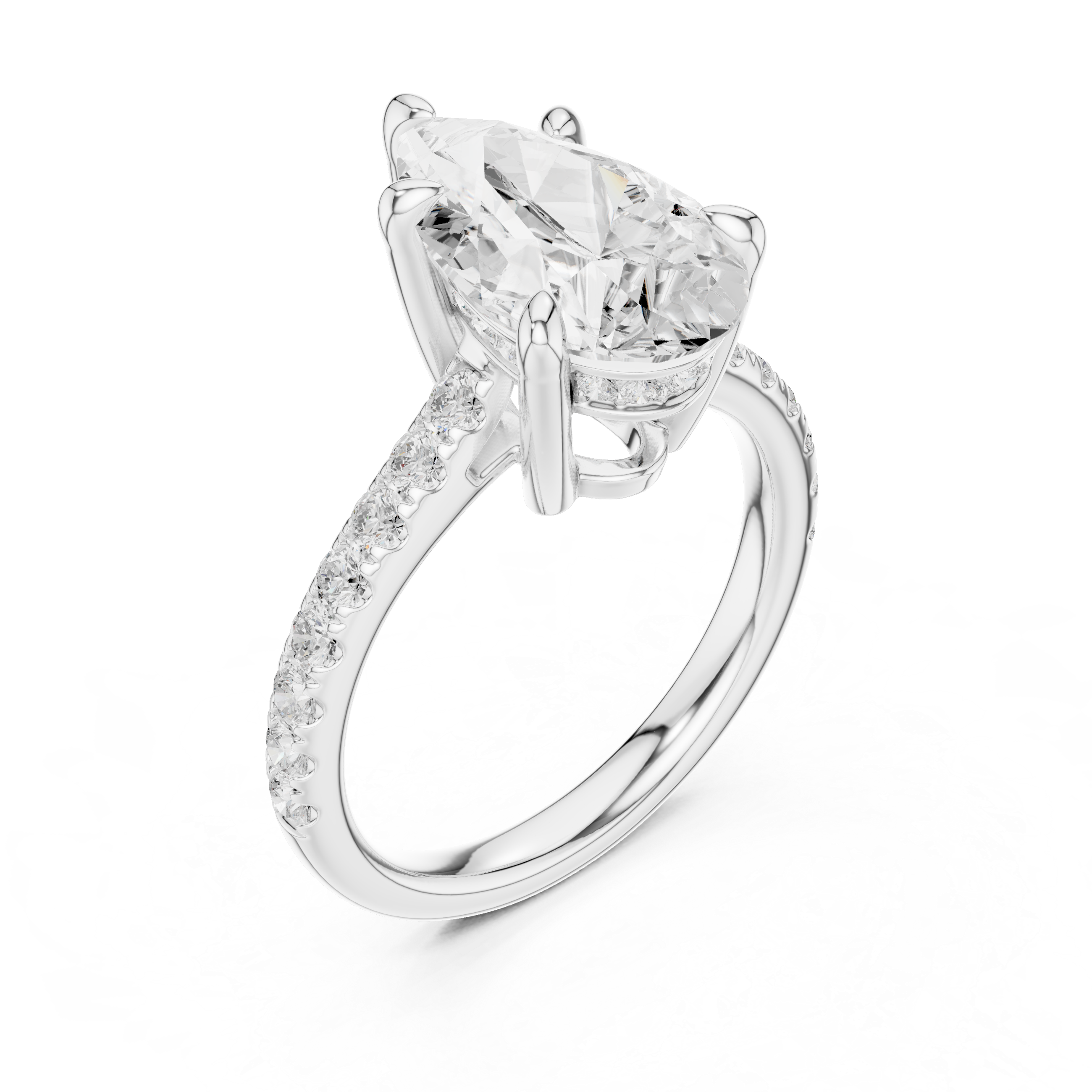 4.57 CT Pear Cut Hidden Halo Diamond Engagement Ring