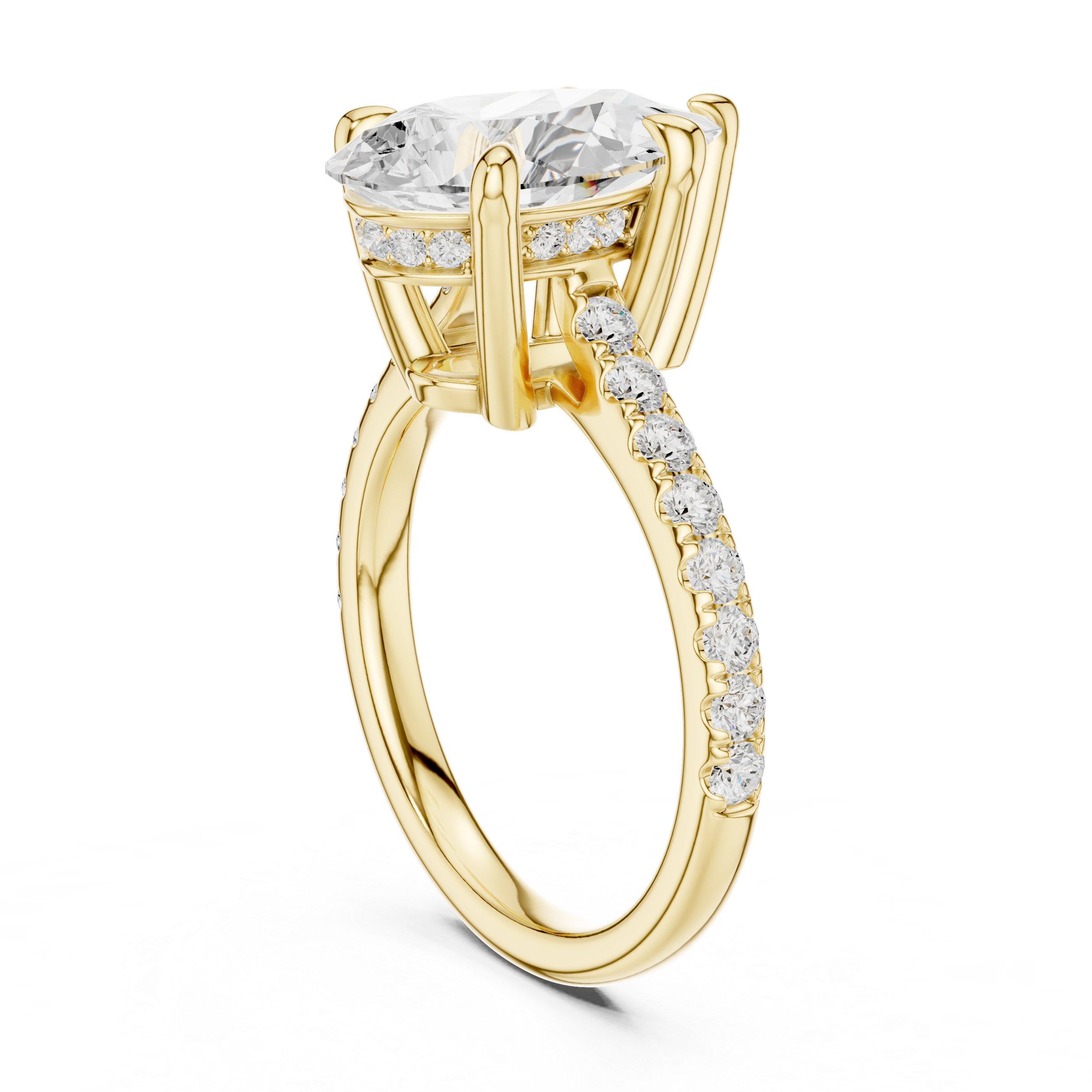 4.57 CT Pear Cut Hidden Halo Diamond Engagement Ring