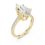 Pear Cut Diamond Cathedral Engagement Ring with Hidden Halo