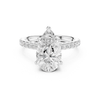 Pear Cut Diamond Cathedral Engagement Ring with Hidden Halo