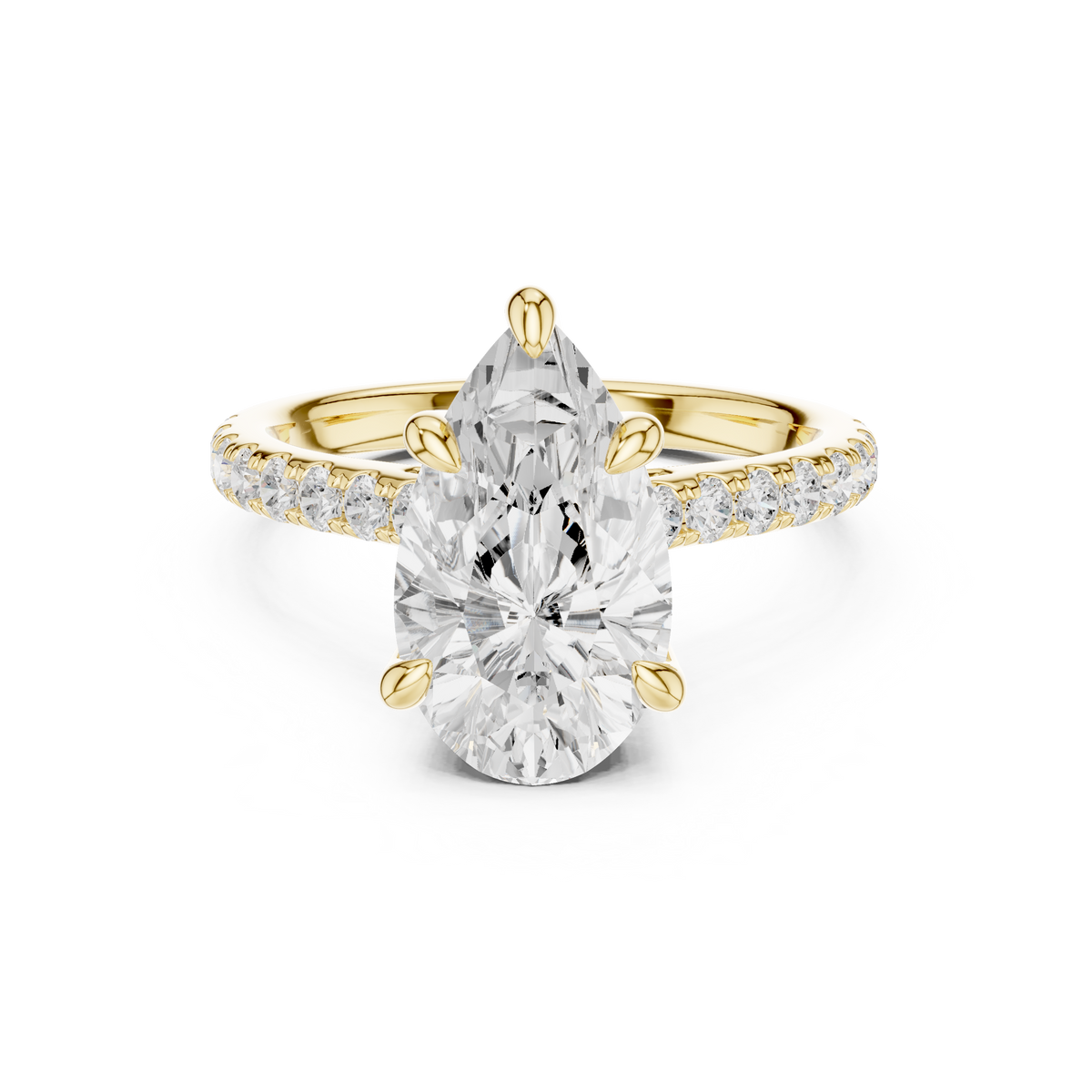 4.00 ct Pear Cut Hidden Halo Diamond Engagement Ring – Style – view 9 of 12, lab grown diamond ring | Jewelix Atelier