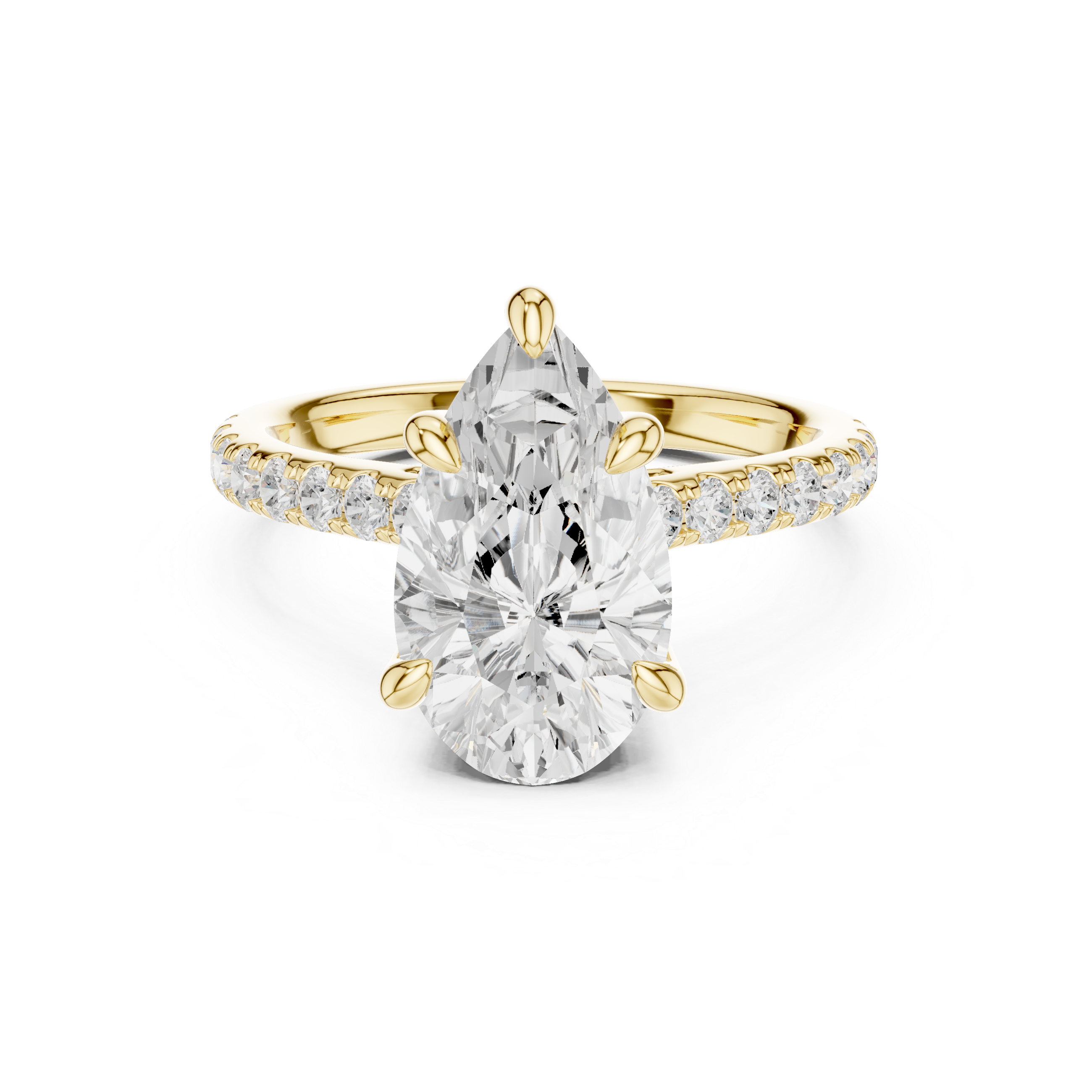 4.57 CT Pear Cut Hidden Halo Diamond Engagement Ring