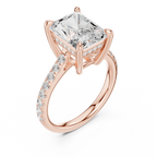 Radiant Cut Diamond Hidden Halo Cathedral Engagement Ring