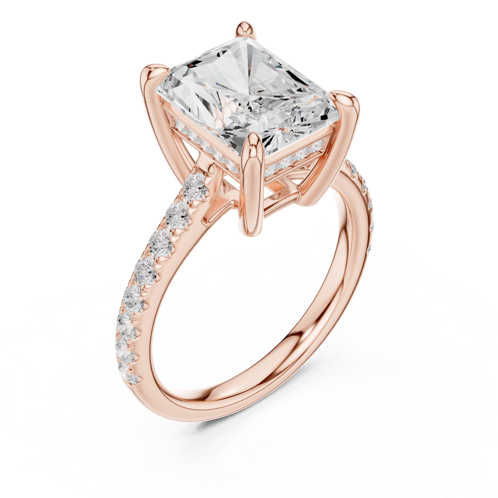 4.59 CT Radiant Cut Hidden Halo Diamond Engagement Ring