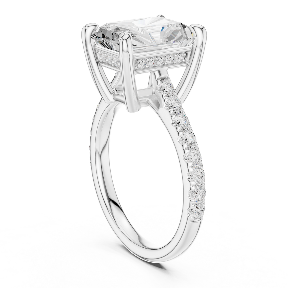 4.59 CT Radiant Cut Hidden Halo Diamond Engagement Ring