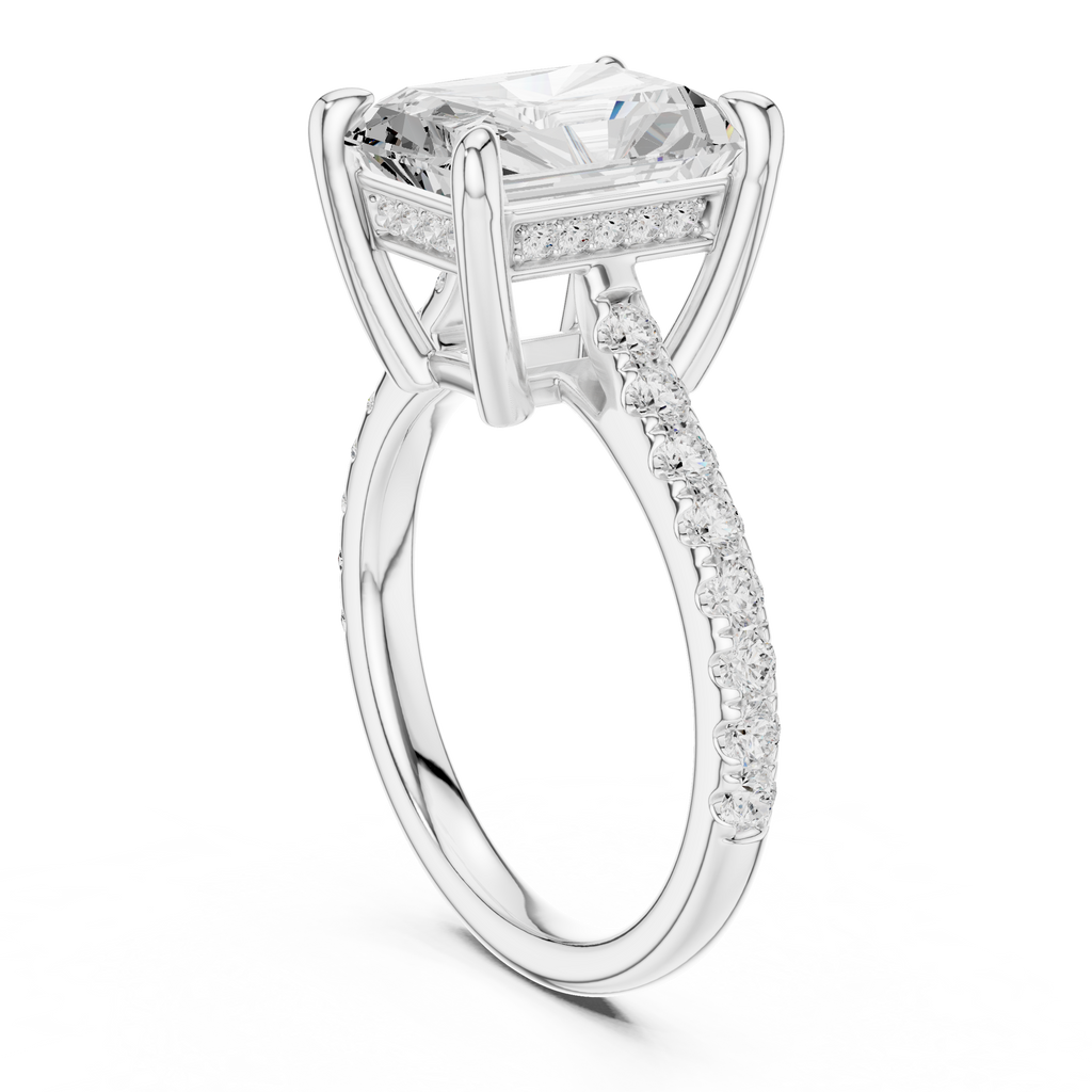 4.59 CT Radiant Cut Hidden Halo Diamond Engagement Ring