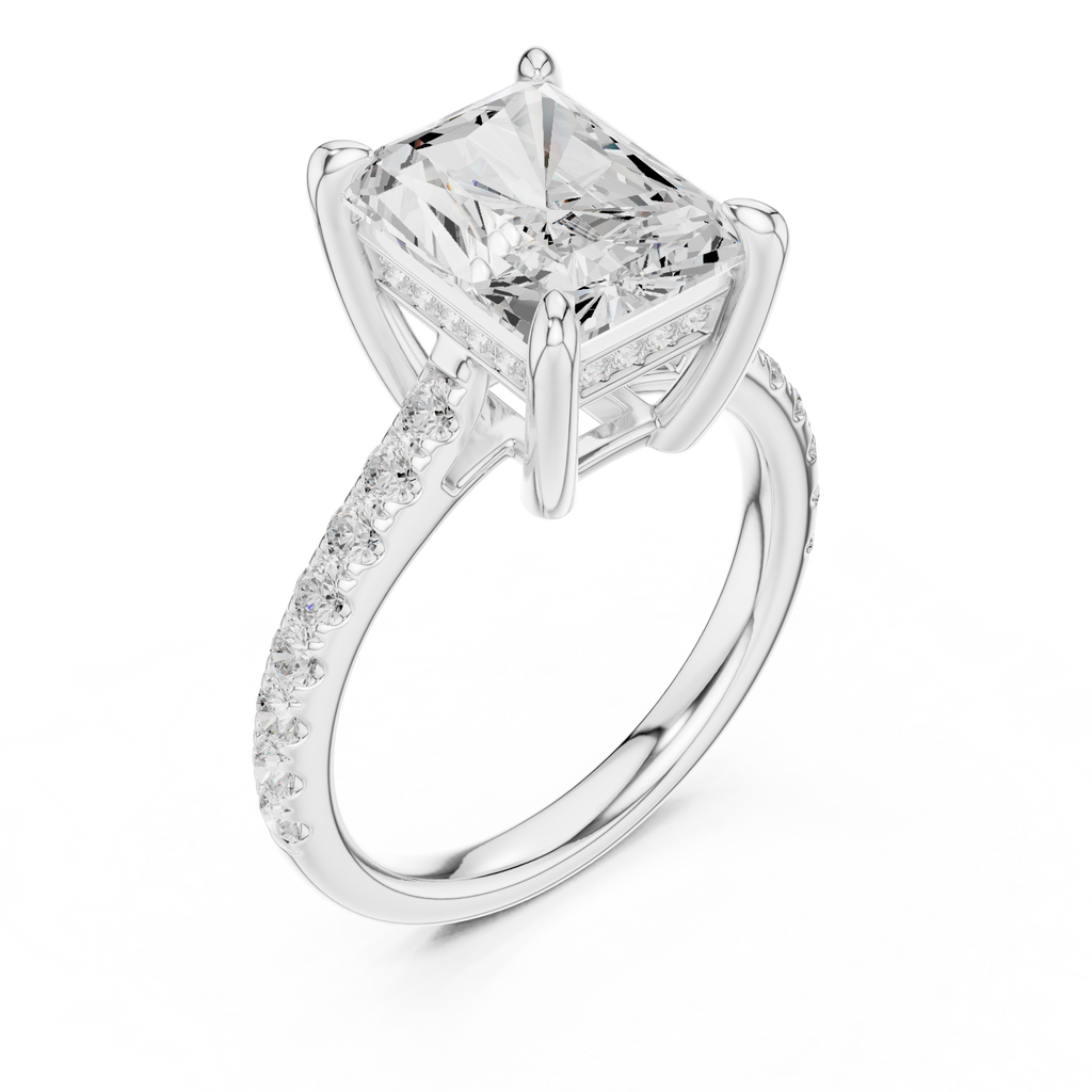 4.59 CT Radiant Cut Hidden Halo Diamond Engagement Ring