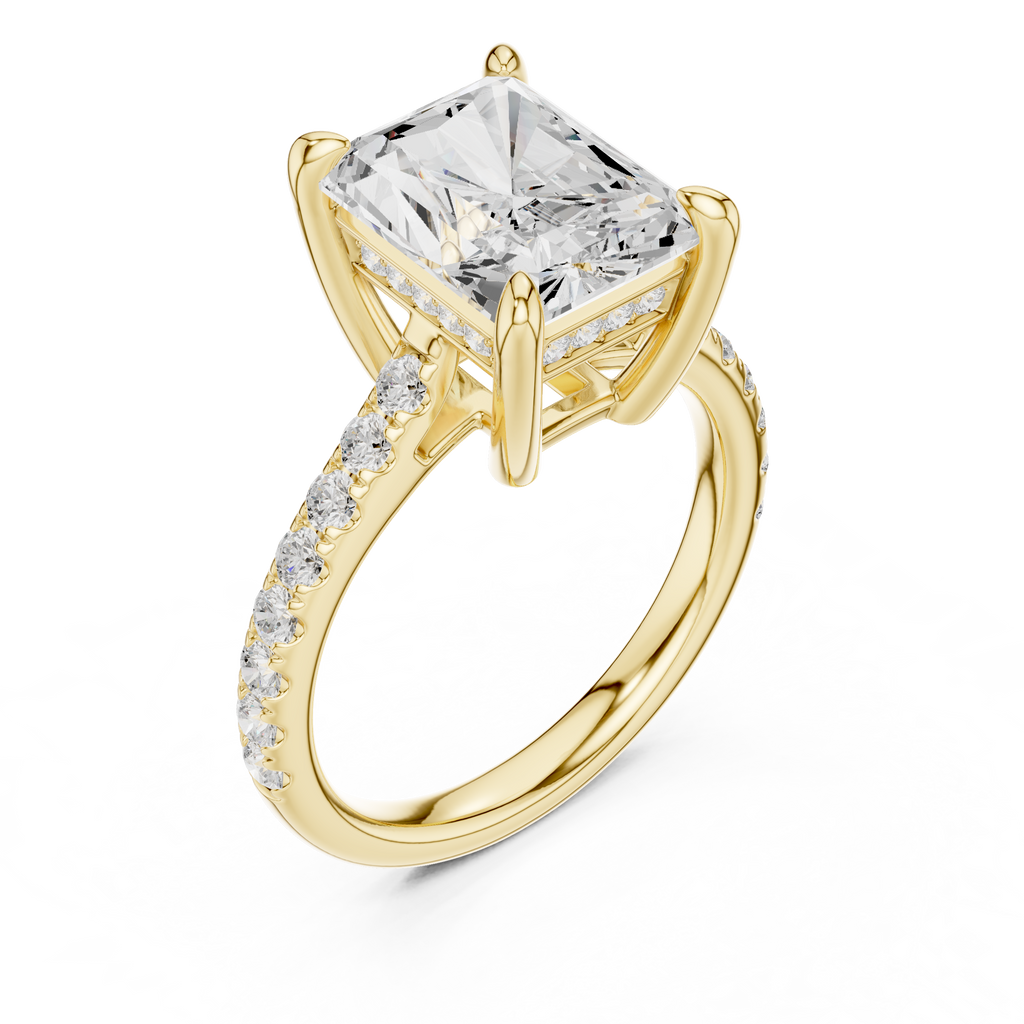 4.59 CT Radiant Cut Hidden Halo Diamond Engagement Ring