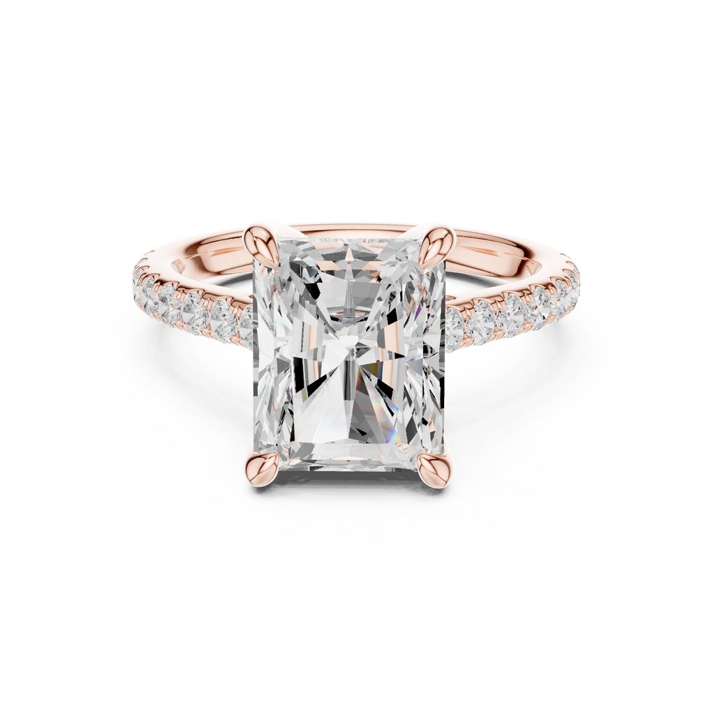 4.59 CT Radiant Cut Hidden Halo Diamond Engagement Ring