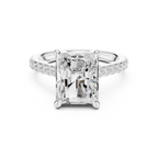 Radiant Cut Diamond Hidden Halo Cathedral Engagement Ring