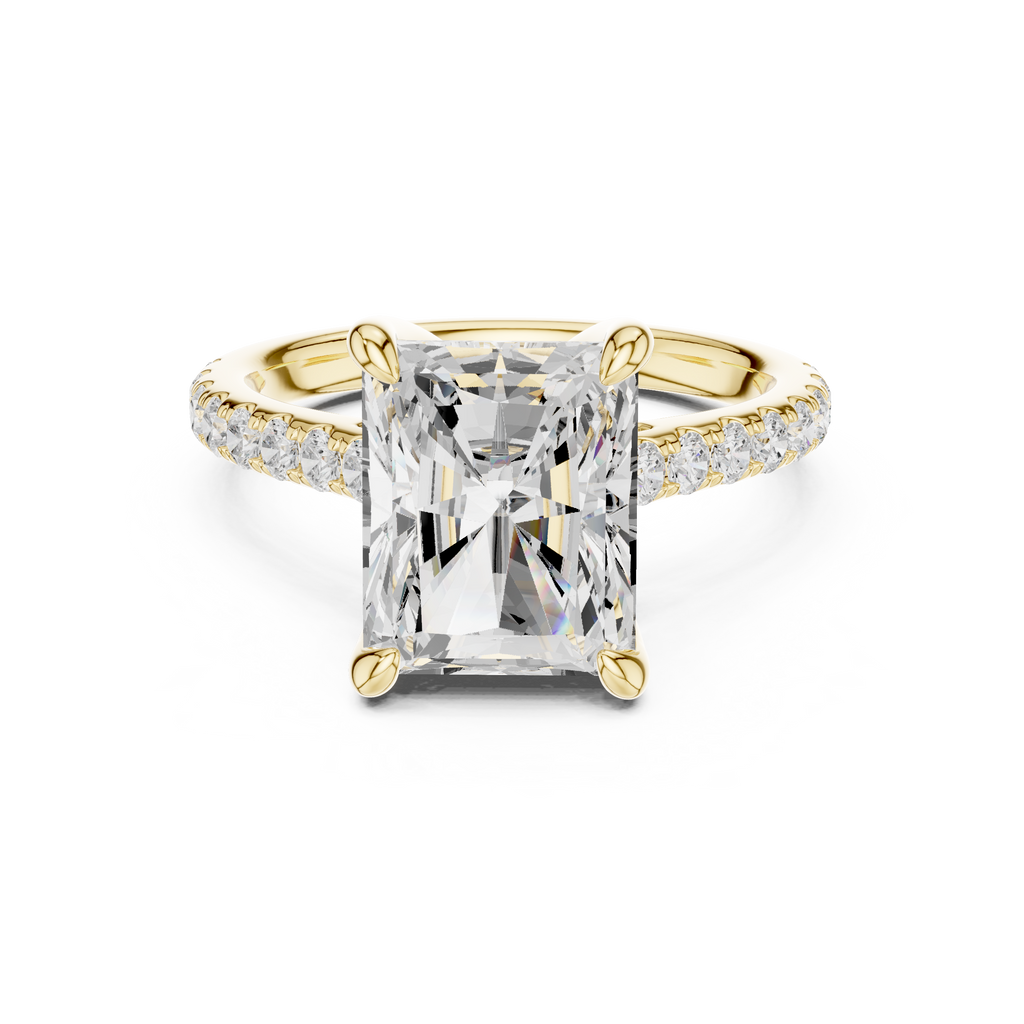 4.59 CT Radiant Cut Hidden Halo Diamond Engagement Ring