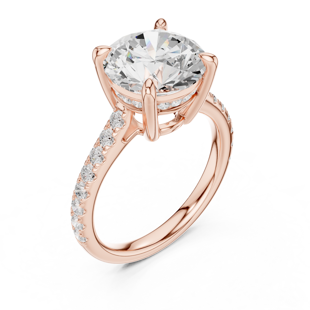 Round Brilliant Diamond Hidden Halo Cathedral Engagement Ring