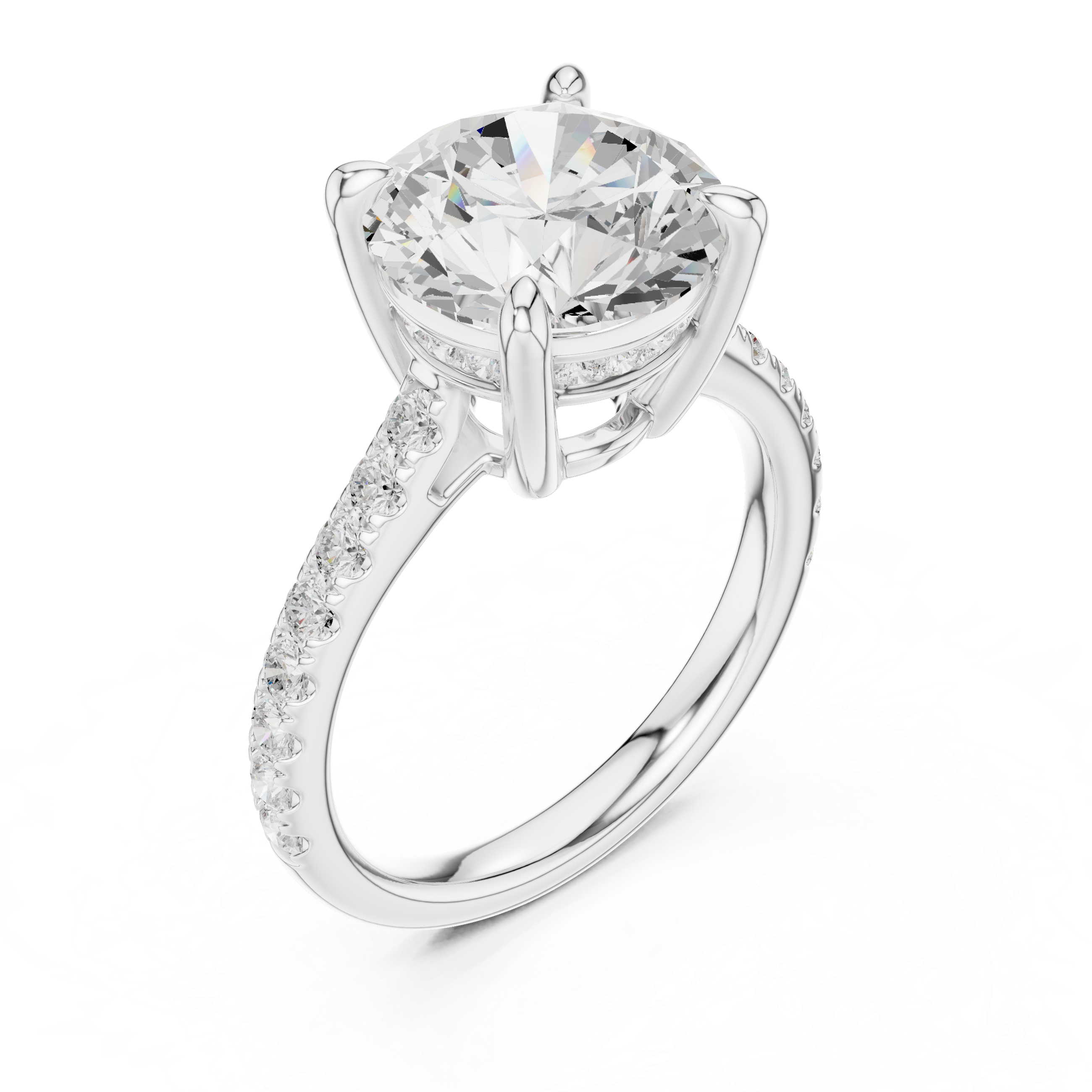 4.58 CT Round Brilliant Hidden Halo Diamond Engagement Ring
