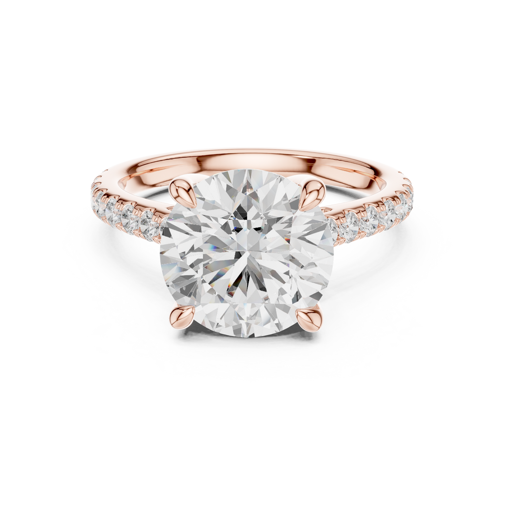 Round Brilliant Diamond Hidden Halo Cathedral Engagement Ring
