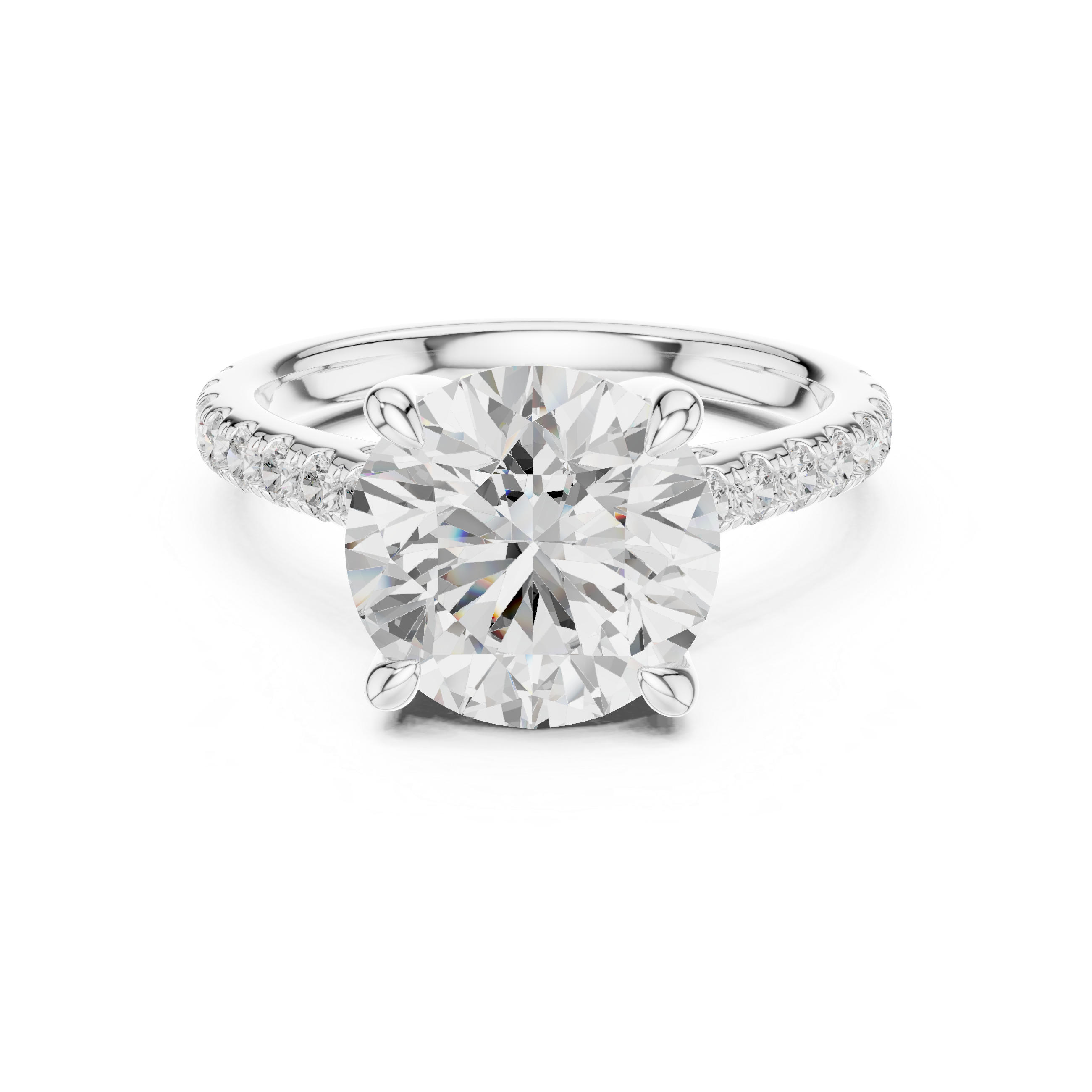 Round Brilliant Diamond Hidden Halo Cathedral Engagement Ring