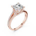 2.91 CT Asscher Cut Diamond Twisted Pavé Engagement Ring