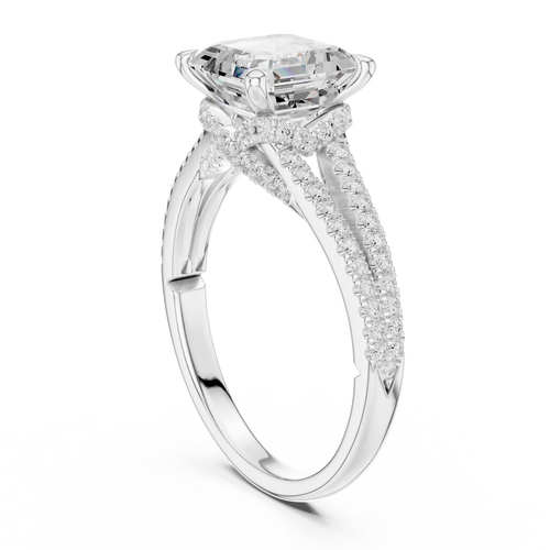Asscher Cut Diamond Twisted Pavé Engagement Ring