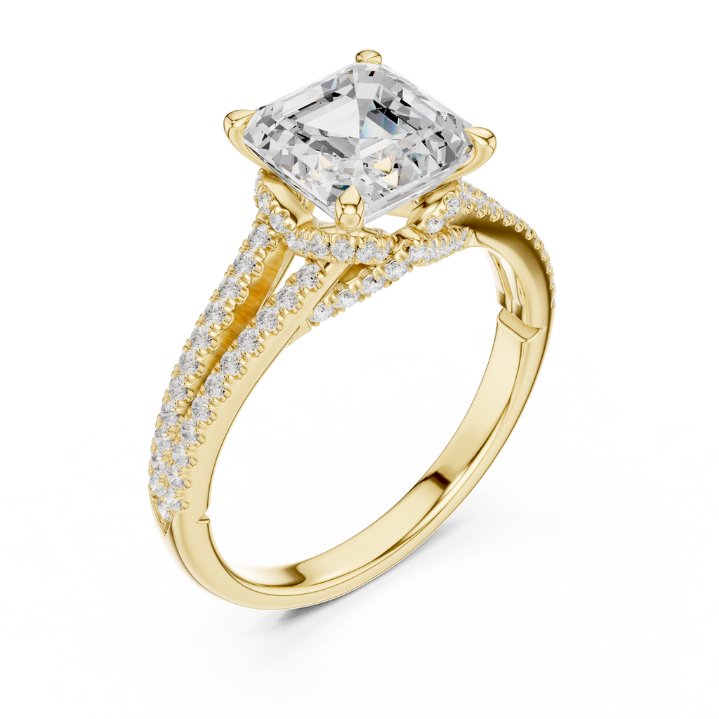 Asscher Cut Diamond Split Shank Engagement Ring