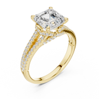 Asscher Cut Diamond Split Shank Engagement Ring