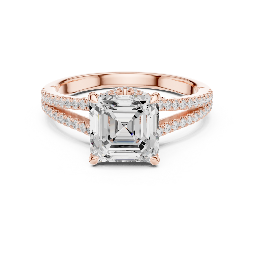 Asscher Cut Diamond Split Shank Engagement Ring