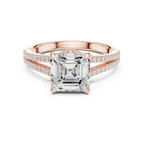 2.91 CT Asscher Cut Diamond Twisted Pavé Engagement Ring