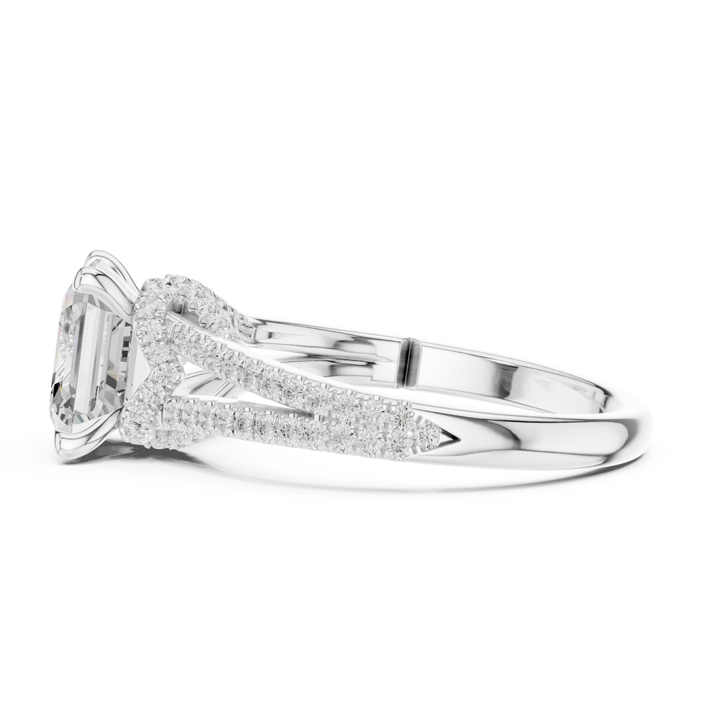 2.91 CT Asscher Cut Diamond Twisted Pavé Engagement Ring