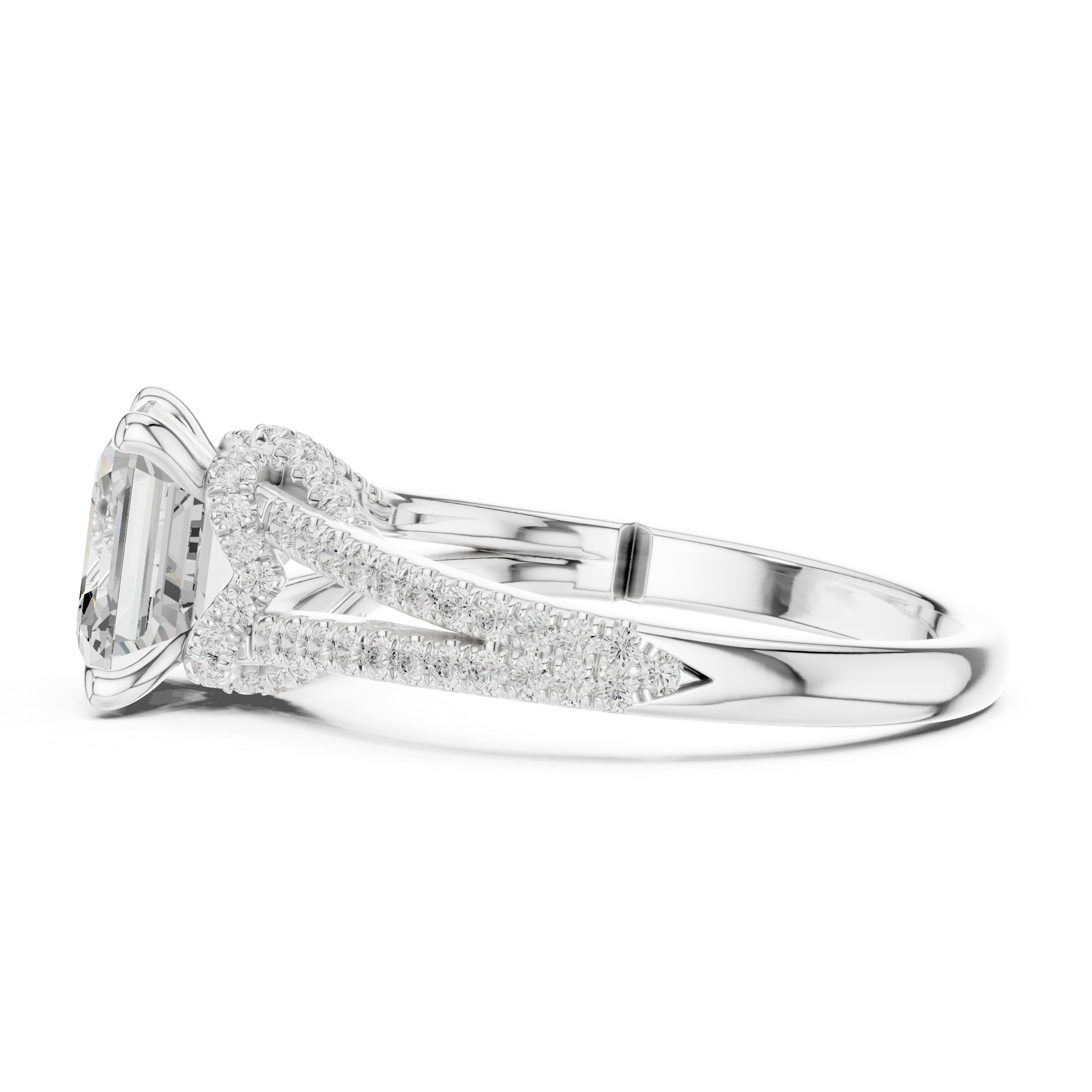 2.91 CT Asscher Cut Diamond Twisted Pavé Engagement Ring