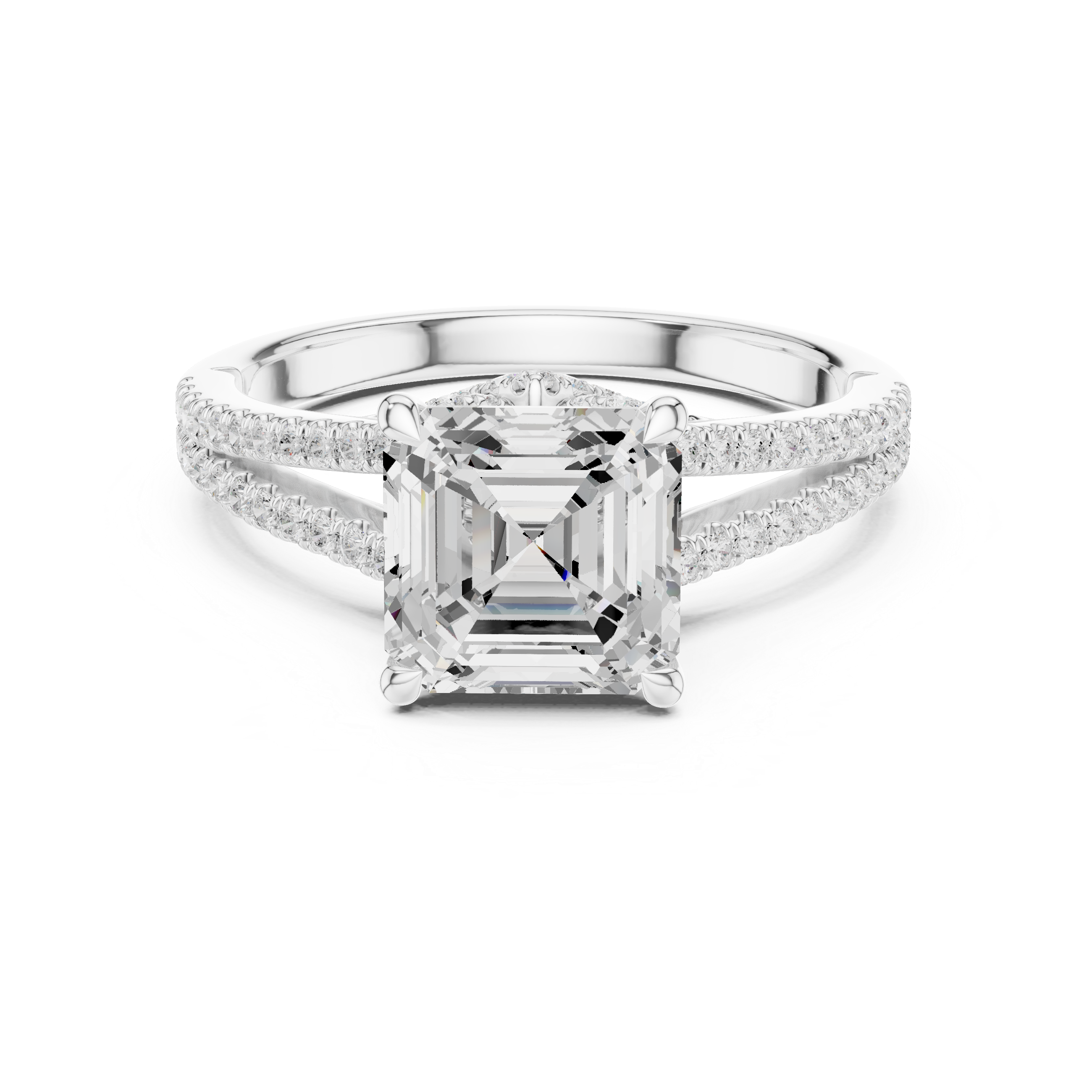 2.91 CT Asscher Cut Diamond Twisted Pavé Engagement Ring