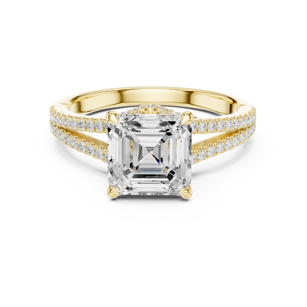 2.91 CT Asscher Cut Diamond Twisted Pavé Engagement Ring