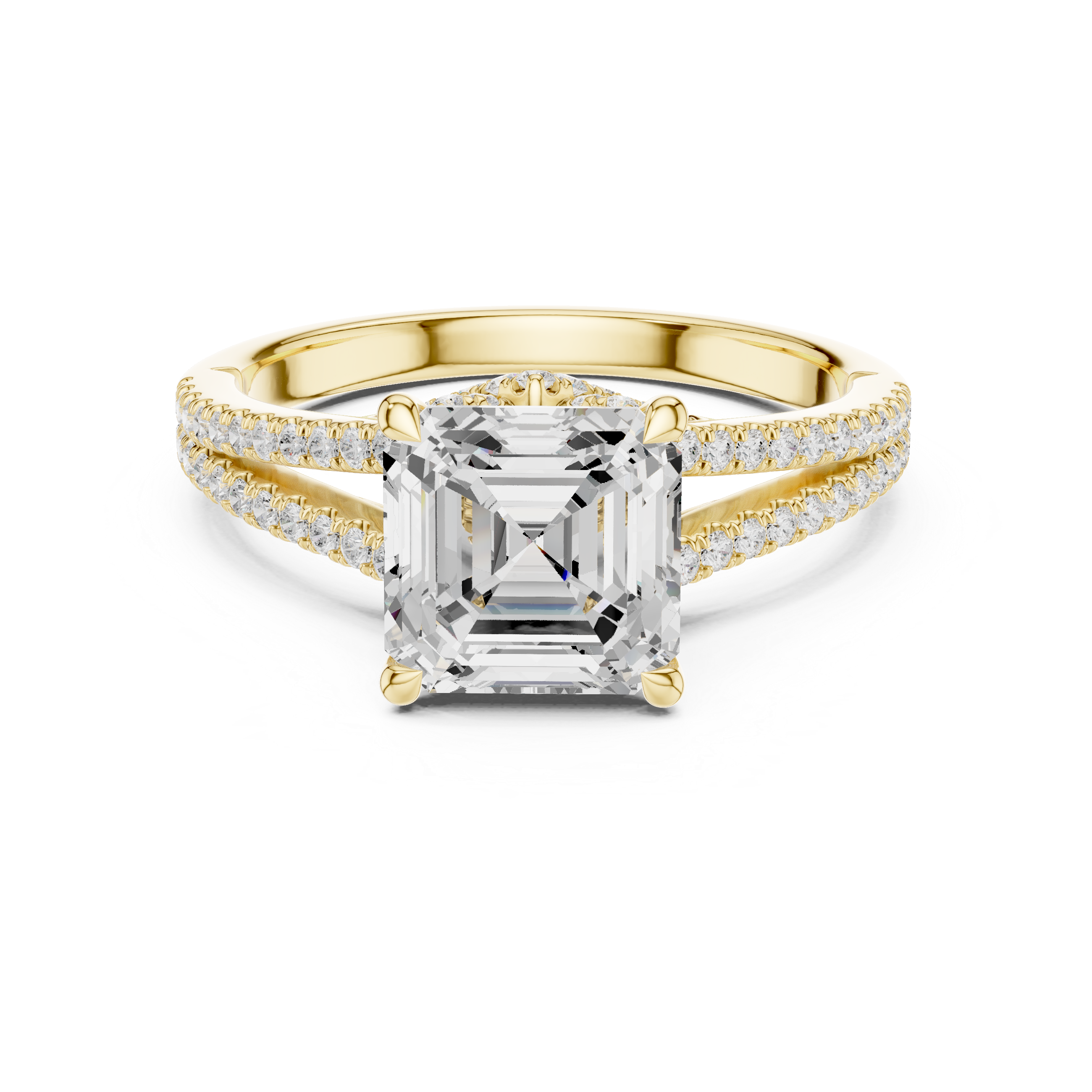 2.91 CT Asscher Cut Diamond Twisted Pavé Engagement Ring