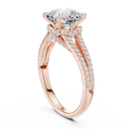 2.91 CT Cushion Cut Diamond Twisted Pavé Engagement Ring