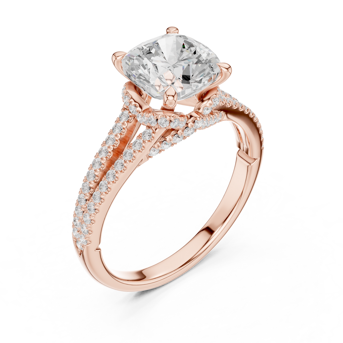 Cushion Cut Diamond Split Shank Engagement Ring – view 7 of 12, lab grown diamond ring | Jewelix Atelier