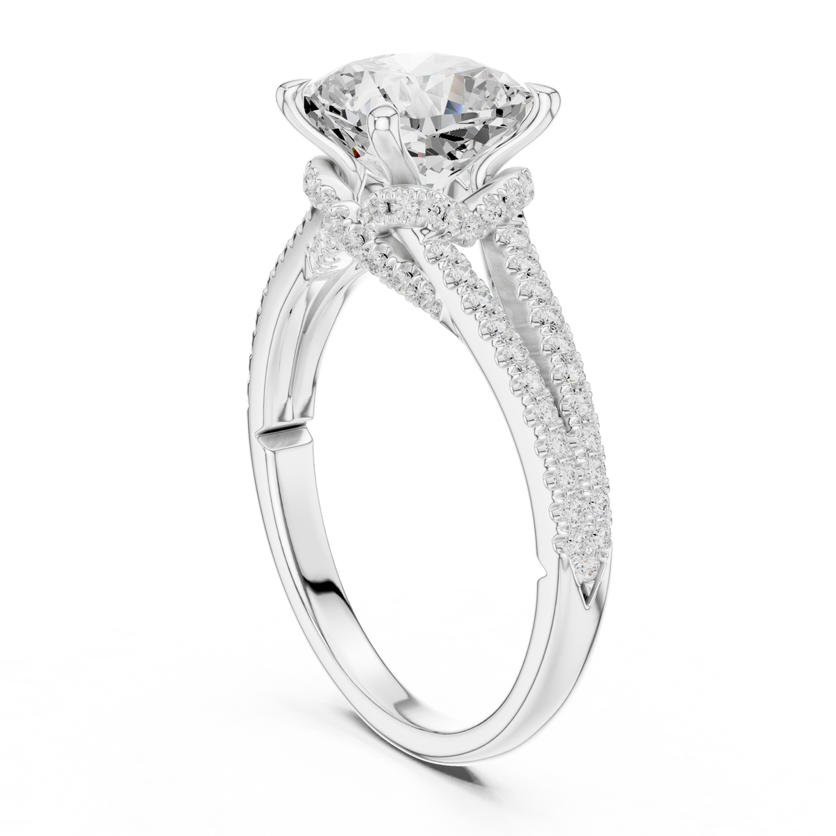 2.91 ct Cushion Cut Diamond Twisted Pavé Engagement Ring – view 2 of 12, lab grown diamond ring | Jewelix Atelier