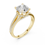 2.91 CT Cushion Cut Diamond Twisted Pavé Engagement Ring