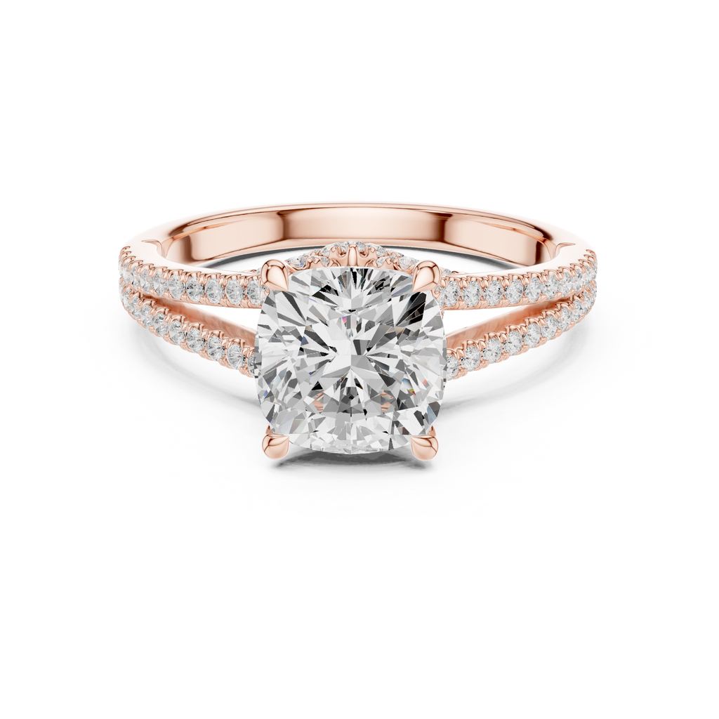 Cushion Cut Diamond Split Shank Engagement Ring